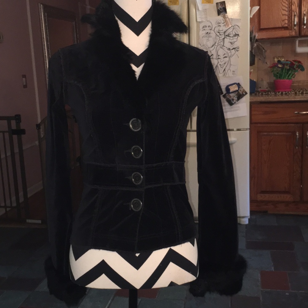 Twill twenty two velvet and fur jacket